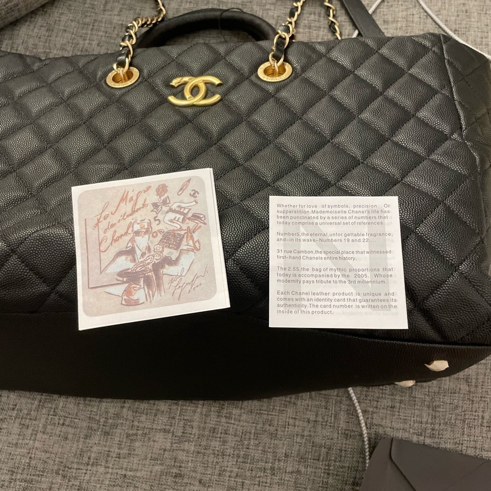 Chanel Black Quilted Tote with Gold Accents - Picture 11 of 16